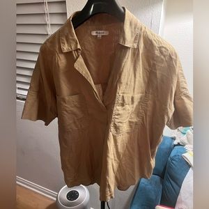Madewell Brown Courier Shirt - Buttons on Back